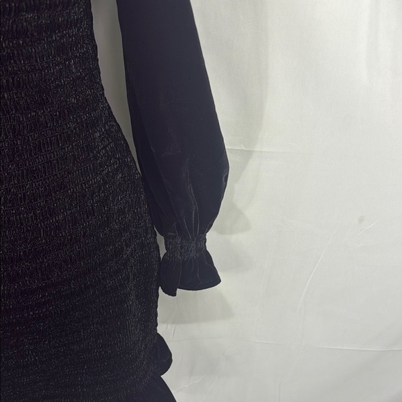 LoveShackFancy Black Smocked Mini Dress Long Sleeve Size L - Picture 13 of 13